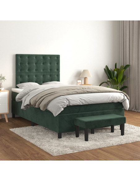 Giroletto a Molle con Materasso Verde Scuro 120x190 cm Velluto