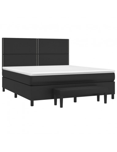 Giroletto a Molle con Materasso Nero 160x200 cm in Similpelle