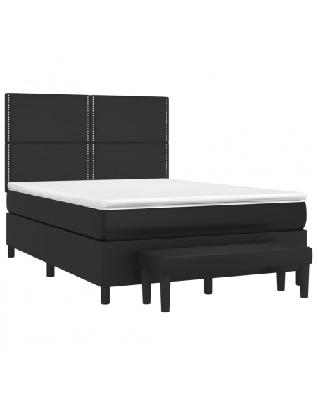 Giroletto a Molle con Materasso Nero 140x200 cm in Similpelle