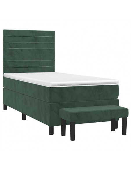 Giroletto a Molle con Materasso Verde Scuro 90x200 cm Velluto