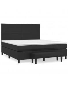 Giroletto a Molle con Materasso Nero 160x200 cm in Similpelle