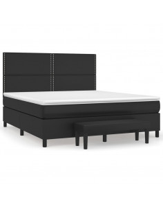 Giroletto a Molle con Materasso Nero 180x200 cm in Similpelle