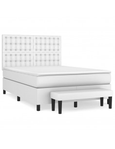 Giroletto a Molle con Materasso Bianco 140x190 cm in Similpelle