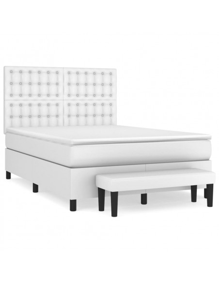 Giroletto a Molle con Materasso Bianco 140x190 cm in Similpelle