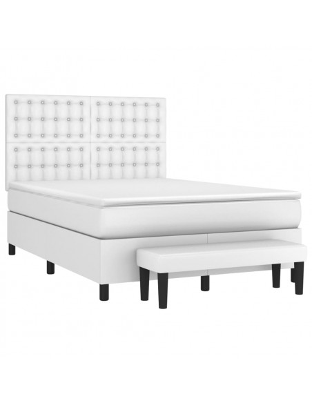Giroletto a Molle con Materasso Bianco 140x190 cm in Similpelle