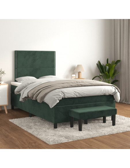 Giroletto a Molle con Materasso Verde Scuro 120x190 cm Velluto