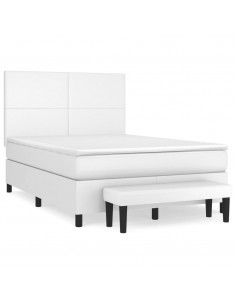 Giroletto a Molle con Materasso Bianco 140x200 cm in Similpelle