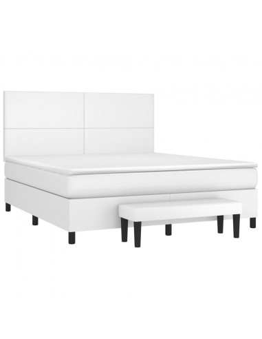 Giroletto a Molle con Materasso Bianco 160x200 cm in Similpelle