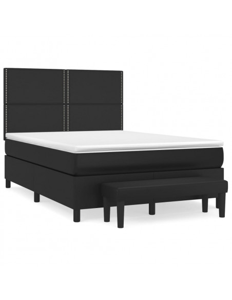 Giroletto a Molle con Materasso Nero 140x190 cm in Similpelle