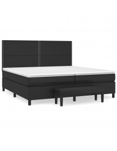 Giroletto a Molle con Materasso Nero 200x200 cm in Similpelle