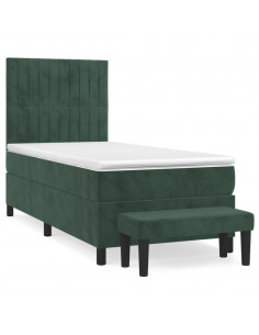 Giroletto a Molle con Materasso Verde Scuro 100x200 cm Velluto