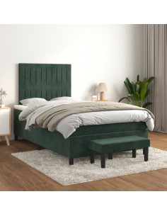 Giroletto a Molle con Materasso Verde Scuro 120x190 cm Velluto 2