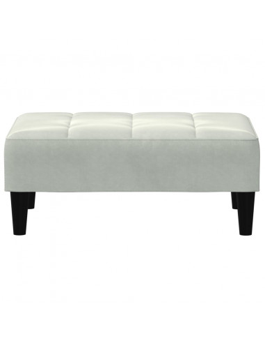 Divano Letto a 2 Posti con Poggiapiedi Grigio Chiaro in Velluto