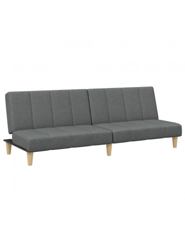 Divano Letto 2 Posti con Poggiapiedi Grigio Scuro in Tessuto