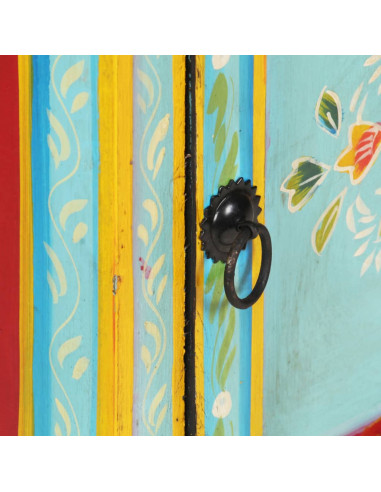 Credenza Alta Dipinta a Mano 40x30x90 cm in Massello di Mango