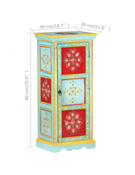 Credenza Alta Dipinta a Mano 40x30x90 cm in Massello di Mango