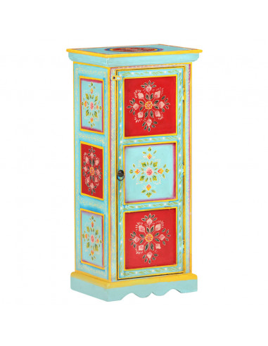 Credenza Alta Dipinta a Mano 40x30x90 cm in Massello di Mango