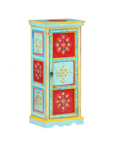 Credenza Alta Dipinta a Mano 40x30x90 cm in Massello di Mango