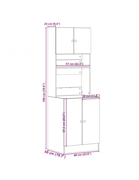 Mobile da Cucina Bianco 60x50x180 cm Legno Multistrato