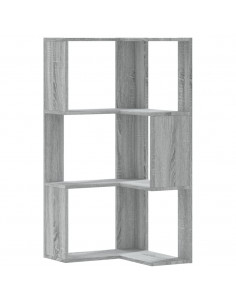 Libreria Angolare 3 Ripiani Grigio Sonoma 50x50x102 cm Legno