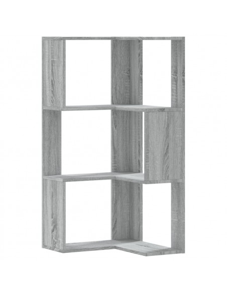 Libreria Angolare 3 Ripiani Grigio Sonoma 50x50x102 cm Legno