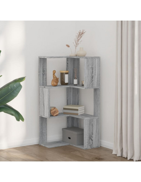 Libreria Angolare 3 Ripiani Grigio Sonoma 50x50x102 cm Legno