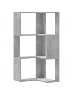 Libreria Angolare 3 Ripiani Grigio Cemento 50x50x102 cm Legno