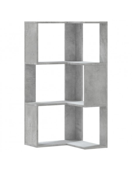 Libreria Angolare 3 Ripiani Grigio Cemento 50x50x102 cm Legno