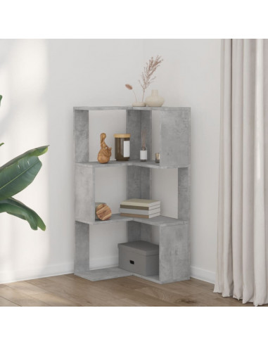 Libreria Angolare 3 Ripiani Grigio Cemento 50x50x102 cm Legno