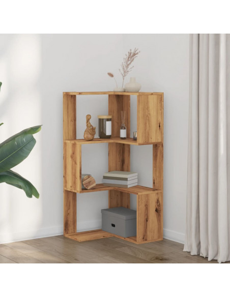 Libreria Angolare 3Ripiani Rovere Artigianale 50x50x102cm Legno