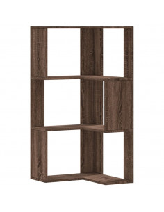 Libreria Angolare 3 Ripiani Rovere Marrone 50x50x102 cm Legno