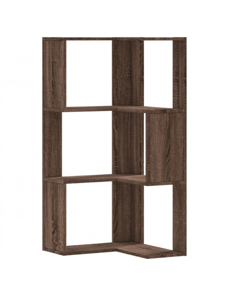 Libreria Angolare 3 Ripiani Rovere Marrone 50x50x102 cm Legno