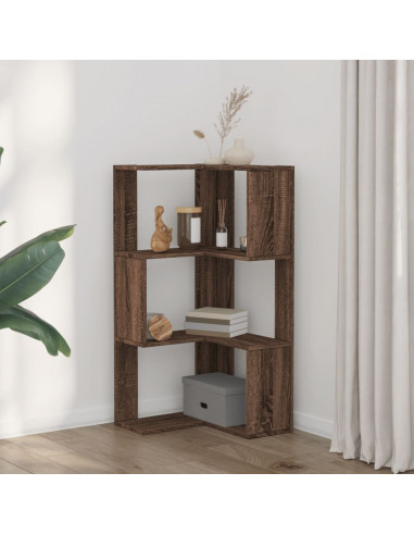 Libreria Angolare 3 Ripiani Rovere Marrone 50x50x102 cm Legno