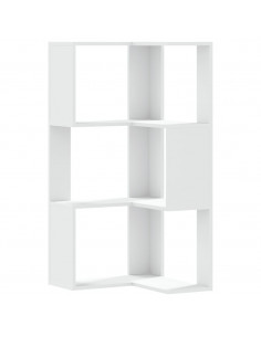 Libreria Angolare 3Ripiani Bianca 50x50x102cm Legno Multistrato