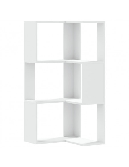 Libreria Angolare 3Ripiani Bianca 50x50x102cm Legno Multistrato