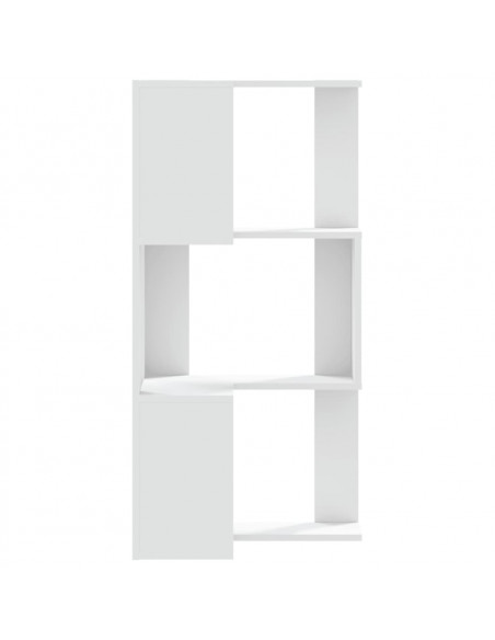 Libreria Angolare 3Ripiani Bianca 50x50x102cm Legno Multistrato