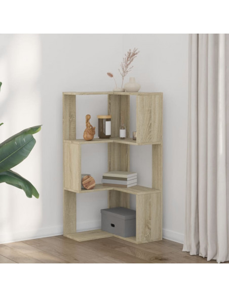 Libreria Angolare 3 Ripiani Rovere Sonoma 50x50x102 cm Legno