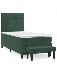 Giroletto a Molle con Materasso Verde Scuro 90x200 cm Velluto