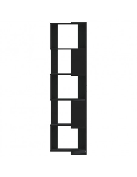Libreria Angolare 5Ripiani Nera 50x50x179 cm Legno Multistrato