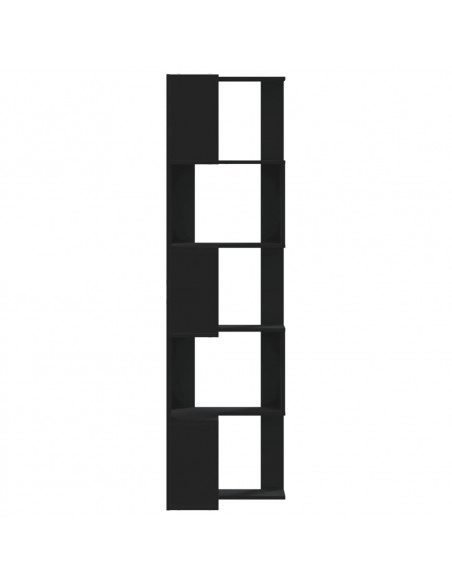 Libreria Angolare 5Ripiani Nera 50x50x179 cm Legno Multistrato