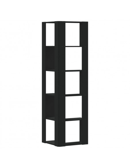 Libreria Angolare 5Ripiani Nera 50x50x179 cm Legno Multistrato