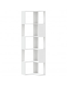 Libreria Angolare 5Ripiani Bianca 50x50x179cm Legno Multistrato