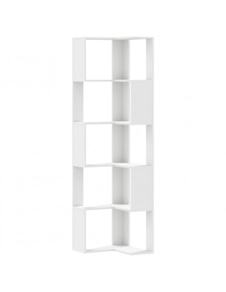 Libreria Angolare 5Ripiani Bianca 50x50x179cm Legno Multistrato