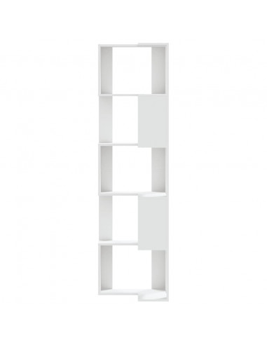 Libreria Angolare 5Ripiani Bianca 50x50x179cm Legno Multistrato