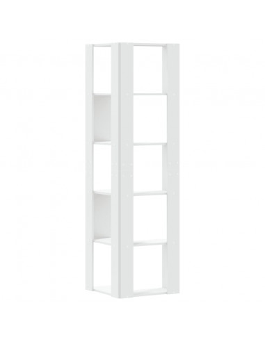 Libreria Angolare 5Ripiani Bianca 50x50x179cm Legno Multistrato