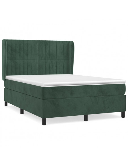 Giroletto a Molle con Materasso Verde Scuro 140x200 cm Velluto