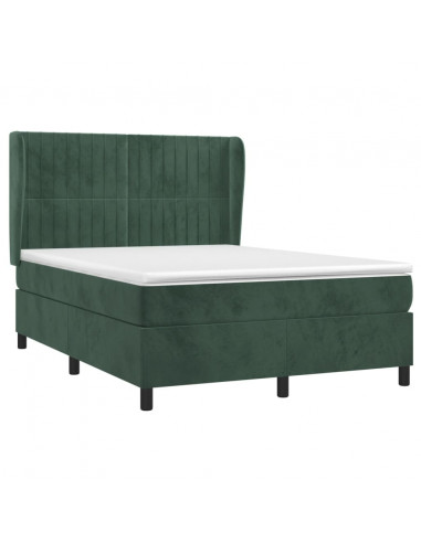 Giroletto a Molle con Materasso Verde Scuro 140x200 cm Velluto