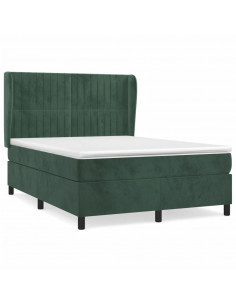 Giroletto a Molle con Materasso Verde Scuro 140x190 cm Velluto