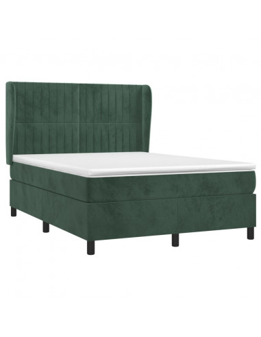 Giroletto a Molle con Materasso Verde Scuro 140x190 cm Velluto