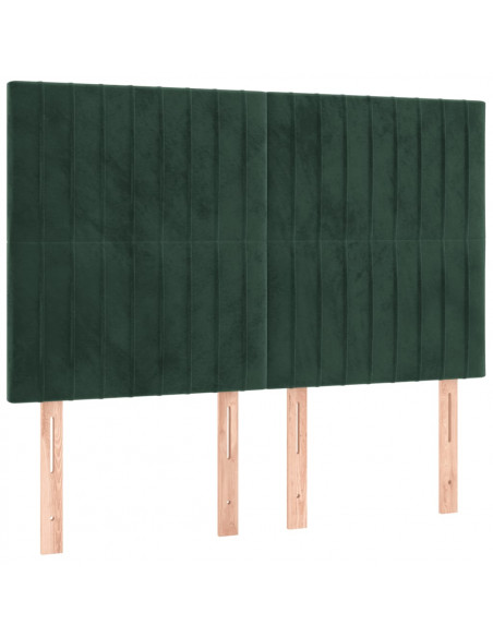 Giroletto a Molle con Materasso Verde Scuro 140x190 cm Velluto
